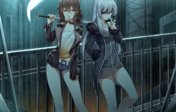 Girls, rain, art, bit, Girls Frontline, Girls front