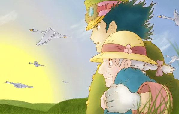 Anime, Two, Howl's Moving Castle, Romance