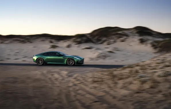 Sand, the steppe, Aston Martin, desert, supercar, side view, 2023, Aston Martin DB12