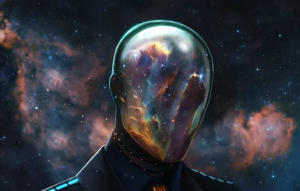 Space, stars, nebula, people, the suit, mask, helmet