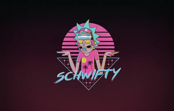 Picture Minimalism, Figure, Art, Neon, Rick, Rick and Morty, Synth, Retrowave