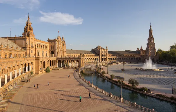 Fountain, Spain, Palace, Seville