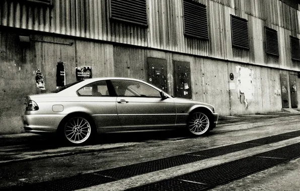Picture black and white, BMW, noise, 3Series