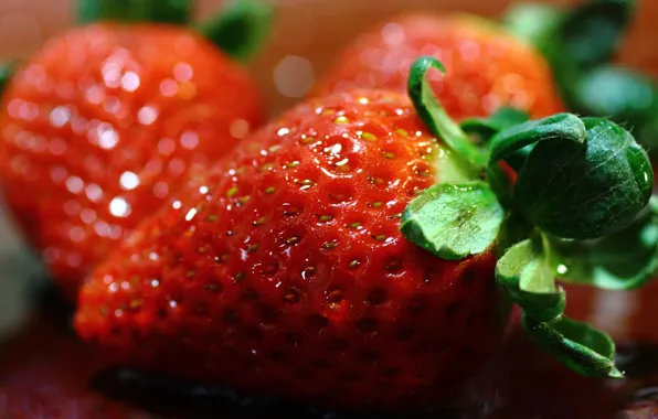 Picture macro, berries, food, strawberry, bokeh, large