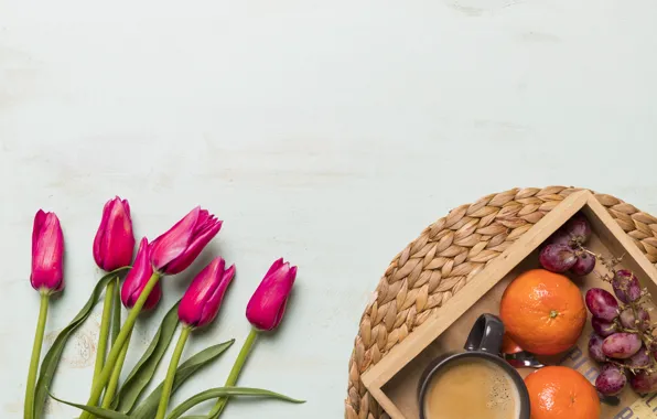 Flowers, bouquet, tulips, red, red, fruit, wood, flowers