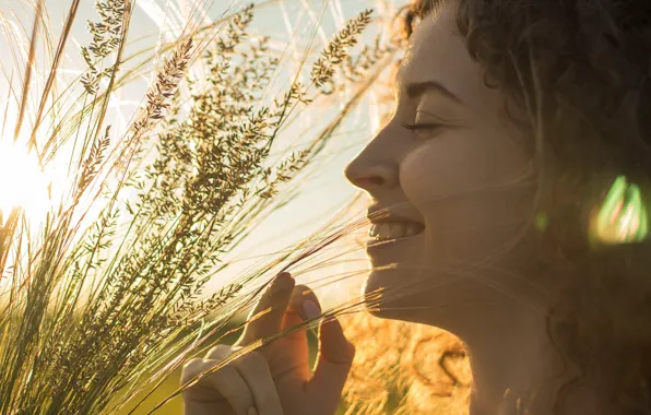 Girl, laughter, profile, Alexander Grankin