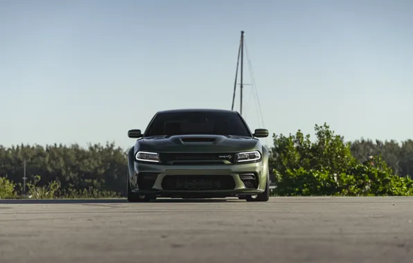 Picture Dodge, Charger, SRT Hellcat, Front view, Metallic green
