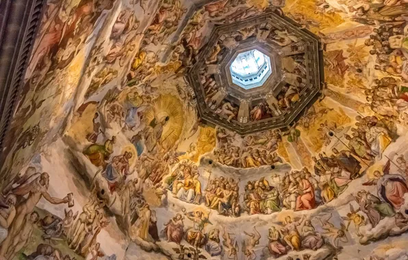 Picture Italy, Florence, mural, the dome, painting, Duomo, the Cathedral of Santa Maria del Fiore