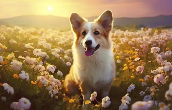 Look, pose, dog, face, Corgi, AI art, neural network