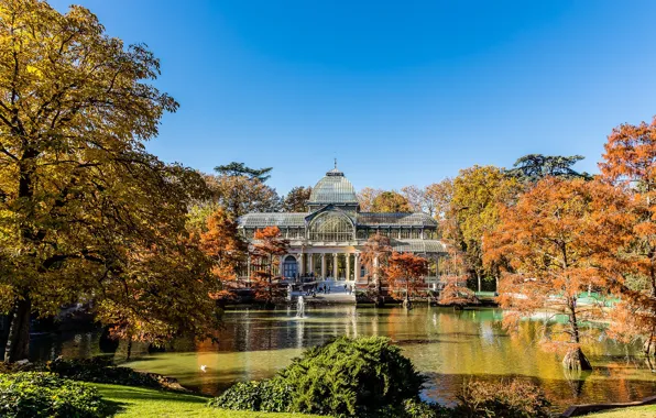 Spain, Madrid, winter garden, Park Buen Retiro, Crystal Palace, Crystal palace