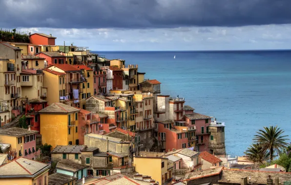 Sea, home, Italy, Manarola