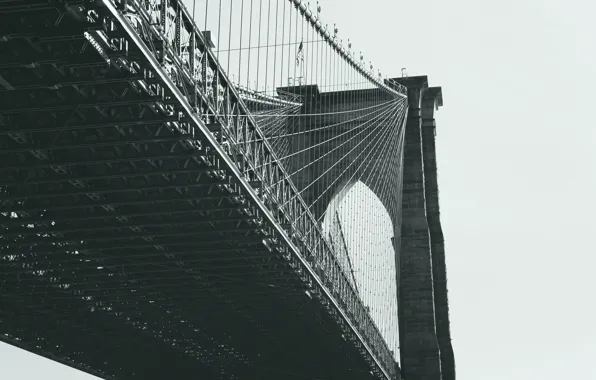 Bridge, the city, New York, Brooklyn, Manhattan, black and white, USA, USA