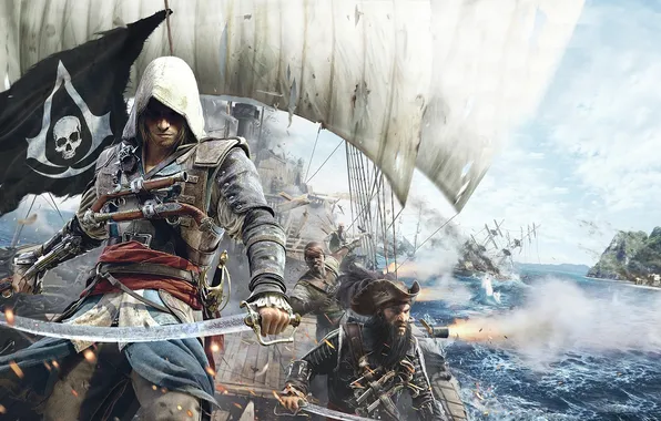 Picture pirate, assassin, Edward, Assassin's Creed IV: Black Flag, black flag