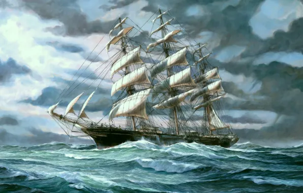 Sea, the sky, sailboat