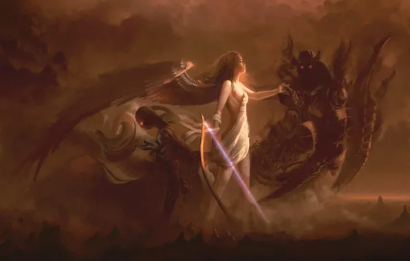 Girl, Angel, Wings, The demon, Fantasy, Demons, Art, Devil