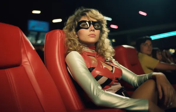 Look, girl, pose, people, glasses, chairs, blonde, costume