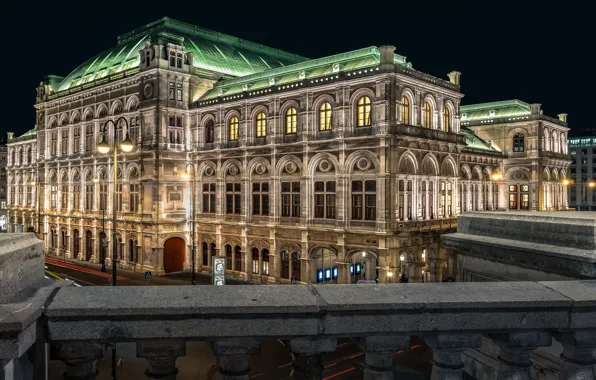 Road, night, bridge, lights, Austria, lights, Palace, the parapet