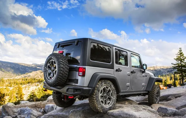 The sky, Clouds, Auto, Stones, day, Wrangler, Jeep, The roads