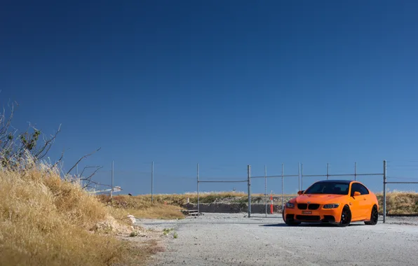 The sky, BMW, BMW, Orange, orange, dry grass, e92, m3