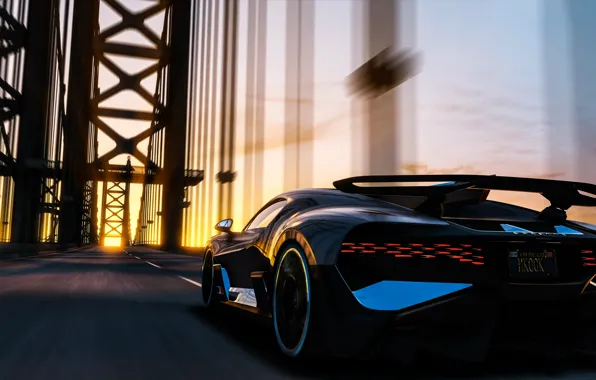 Sunset, rendering, Bugatti, supercar, 2018, hypercar, Divo