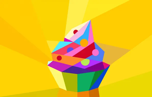 Macro, vector, cake, low poly