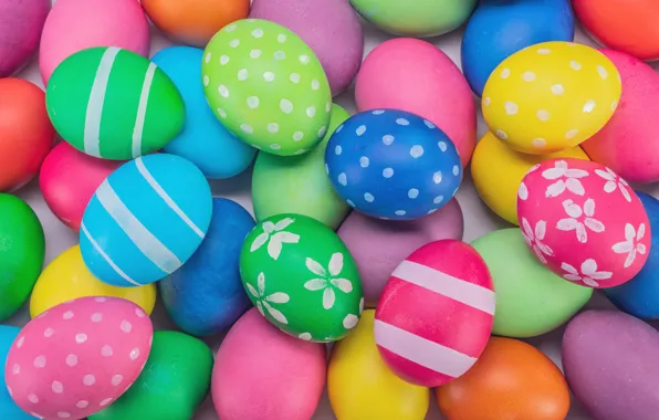 Holiday, patterns, eggs, Easter, bright colors, a lot, painting, painted