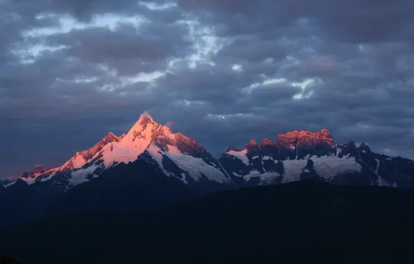 Picture the sky, clouds, snow, mountains, nature, rocks, China, China