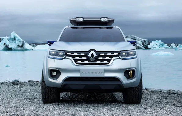 Shore, silver, Renault, front view, pickup, 2015, Alaskan Concept