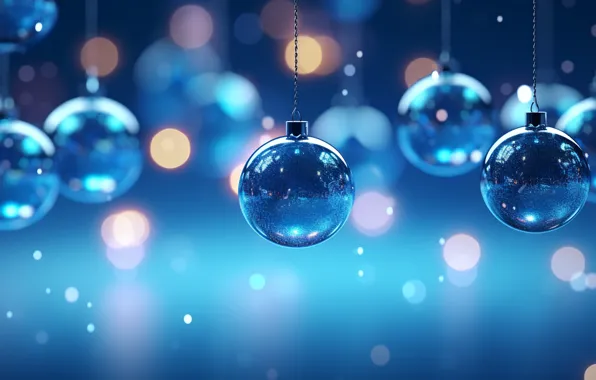 Balls, the dark background, Christmas, New year, blue background, Christmas decorations, Christmas decorations, AI art