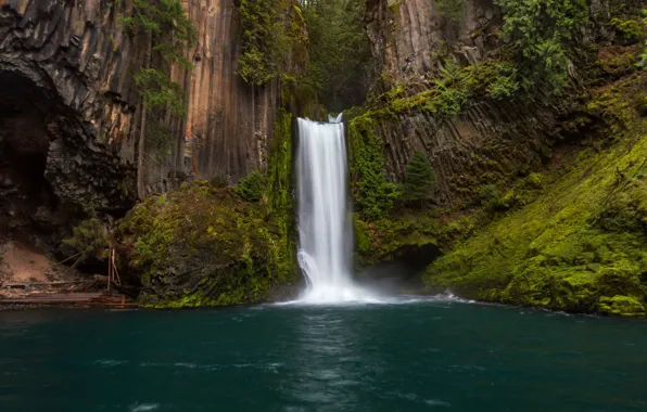 Picture river, rocks, waterfall, Oregon, Oregon, Toketee Falls, Waterfall Totti, North Umpqua River
