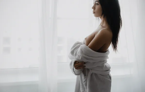 Chest, Girl, Bathrobe, Andrey Popenko
