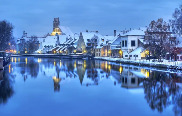 The evening, The city, River