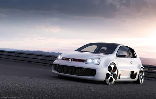 Picture white, the evening, Volkswagen