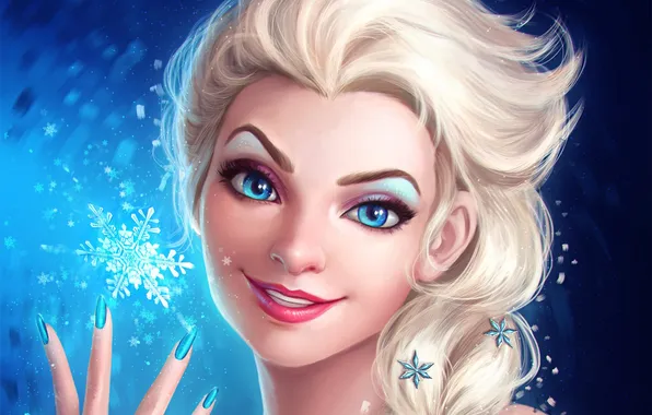 Picture girl, face, Disney, Elsa, Snow Queen