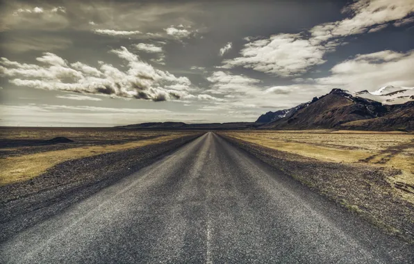 Wallpaper road, the sky, Iceland