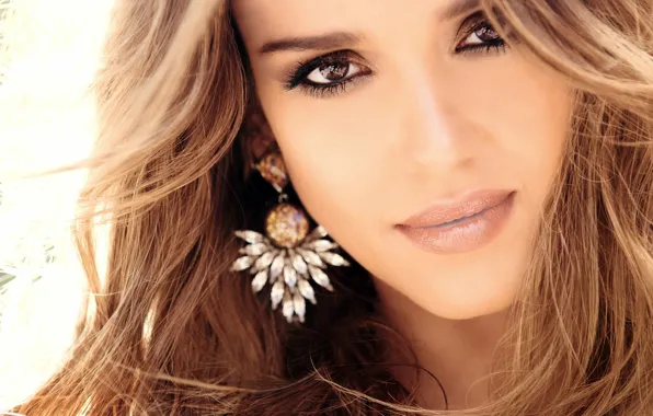 Picture eyes, look, face, hair, Jessica Alba, earrings, makeup, actress