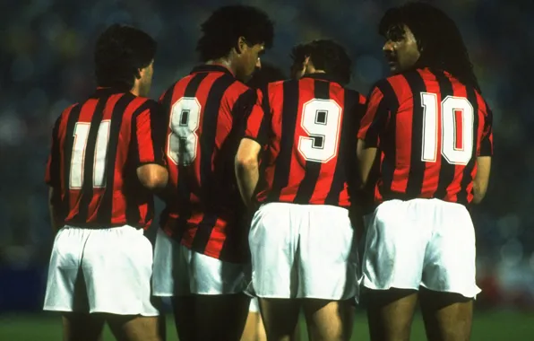 Picture retro, Milan, wall, Ruud Gullit, Red-black, Frank Rijkaard, Carlo Ancelotti