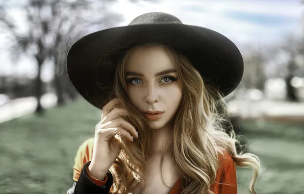 Girl, model, hat, blonde