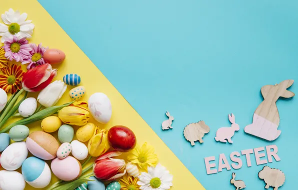Holiday, colorful, Easter, blue, pink, flowers, decor, Easter