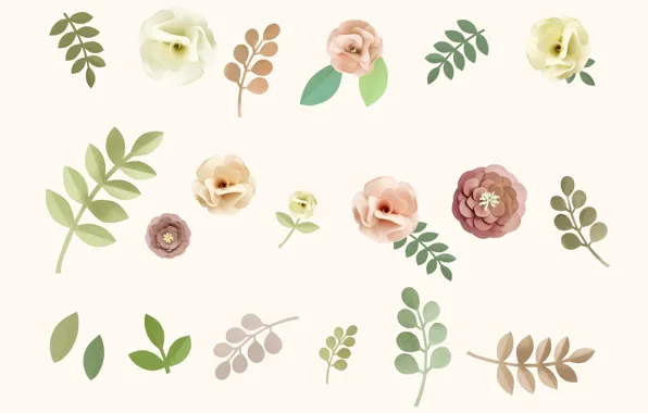 Flowers, roses, texture, Pink, white background, Rose, Yellow, Vintage