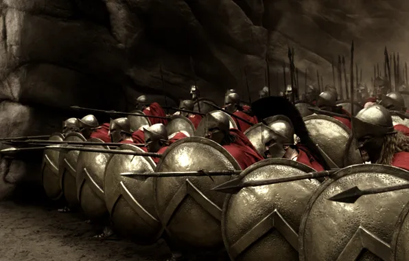 Picture shields, spears, 300, the Spartans