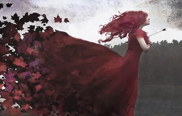 Girl, background, Lady in Red