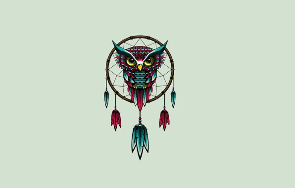 Picture owl, bird, minimalism, owl, Dreamcatcher, Dreamcatcher