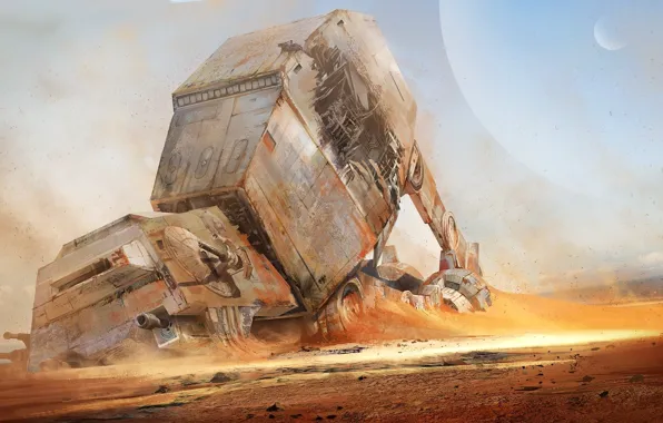 Desert, planet, robot, Star Wars, the ruins, Star Wars