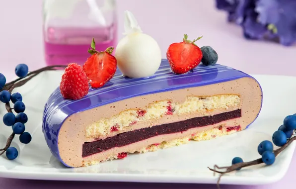 Picture berries, strawberry, cake, glaze