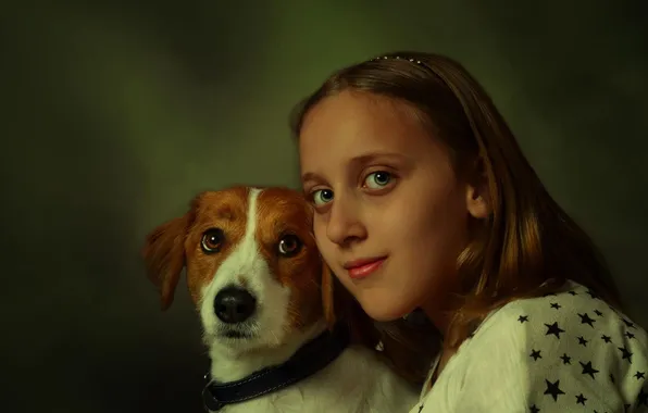 Picture each, dog, girl