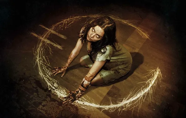 Cinema, demon, girl, blood, devil, floor, evil, film