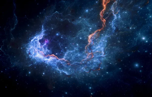 Space, nebula, the universe, glow, stars, fractal, stars