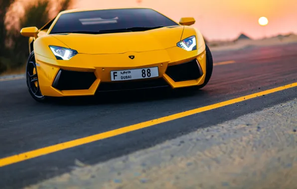 Picture road, Lamborghini, dubai, Aventador, aventador