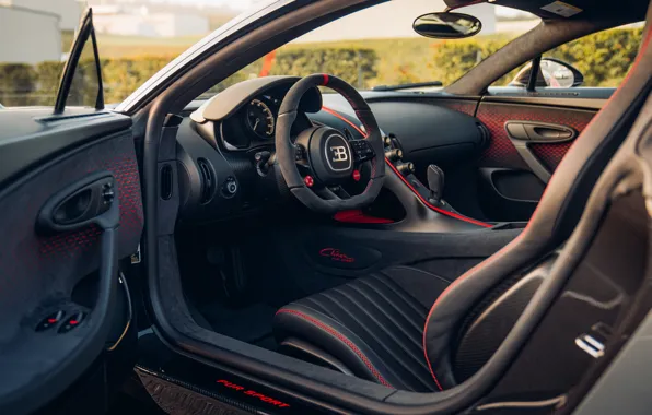 Interior, the door, Bugatti, salon, Chiron, 2020, Chiron Pur Sport